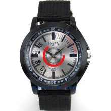 Big Dial Black Fabric Canvas Strap Men Lady Biker Hiker Sport Wrist Quartz Watch