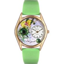 Birthstone: August Green Leather And Goldtone Watch ...