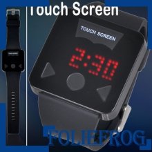 Black Color Touch Screen Digital Led Wrist Watch Silicone Band Fashion Design