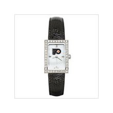 Black Leather Philadelphia Flyers Watch with Cz Frame