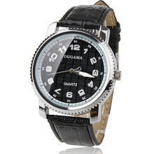 Black Surface Black Band Quartz Wrist Watch For Men