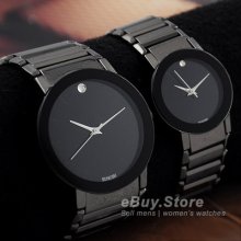 Black Tungsten Stainless Steel Fashion Casual Men's Women Quartz Wrist Watch