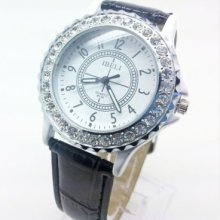 Black Unisex Wristwatch Analog Quartz Crystal Watch