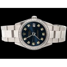 Blue diamond dial bezel oyster bracelet SS datejust watch rolex perpetual - Blue - Stainless Steel