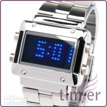 Blue Led Men Digital Sports Wrist Watch Steel Date Gift Shipping