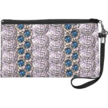 blue white diamonds pattern Wristlet