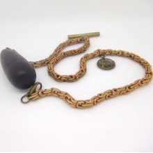 Brass Pocket Watch Chain with Wooden Pot Pendant - Limited Edition