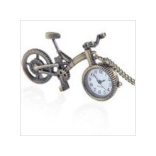 Brown Bike Style Quartz Pocket Watch with Chain