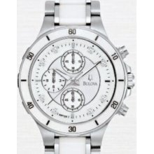 Bulova Amboise Ladies` Stainless Steel Ceramic Chronograph Dress Watch