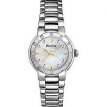 Bulova Ladie's Diamond Stainless Steel Watch 96r173