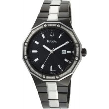 Bulova Men's 98E110 Diamond Case Black Dial Watch