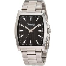 Bulova Men's Big Silver Stainless Steel Watch With Black Dial 43a103