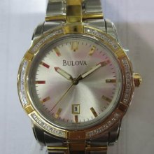 Bulova Men's Watch Quartz Diamond All Stainless S Two Tone Original Japan