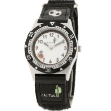 Cac Boys Black Football Watch With Fabric Strap And White Dial Cac-25-M01