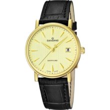 Candino Men's Quartz Watch With Gold Dial Analogue Display And Black Leather Strap C4489/2