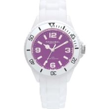 Cannibal Kid's Quartz Watch With Purple Dial Analogue Display And White Silicone Strap Ck215-01B