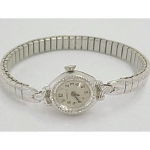 Caravelle 7 Jewel Silver Tone Ladies Wristwatch 16-c883