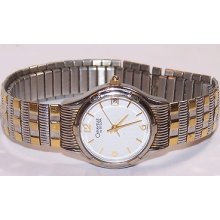 Caravelle By Bulova 45m03 Expansion Bracelet White Dial Watch Ladies