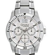 Caravelle By Bulova Stainless Steel 3 Sub Dial Men`s Watch