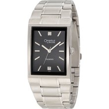 Caravelle Men's Stainless Steel Bracelet with Diamond Accent Black Dial Watch