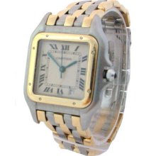 Cartier Panther Large 18k Steel Gold 3 Row Watch 8653