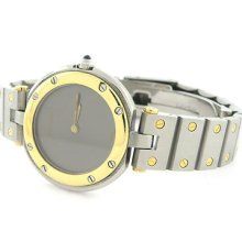 Cartier Santos Ronde Ladies Quartz 18k Stainless Steel Watch Gray Face