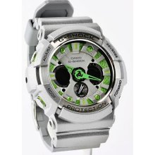 Casio G-shock Xl Metallic Grey Lime Green Analog Digital Watch Ga200sh-8a