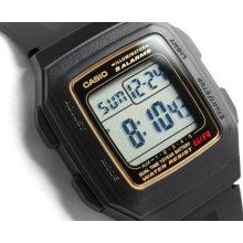 Casio, Mens Digital, Dual Time, 10-year Battery, Black, F201wa F-201wa-9a