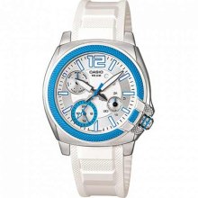 Casio Women's Core LTP1320B-2A1V White Resin Quartz Watch with Silver Dial