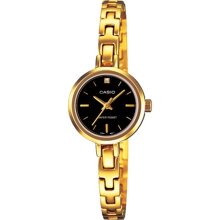 Casio Women's Core LTP1351G-1C Gold Stainless-Steel Quartz Watch with Black Dial