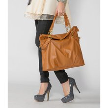 Chain Accent Foldover Satchel Brown - One size