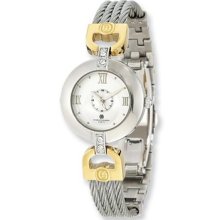 Charles Hubert 2-tone Stnlss Stl Wire Bangle Silver Dial Watch Xwa4300