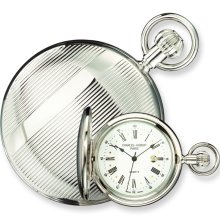 Charles Hubert Chrome Finish Brass Striped Pocket Watch