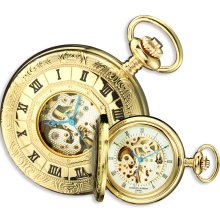 Charles Hubert Polished Brass Window Cover 17 Jewel Pocket Watch