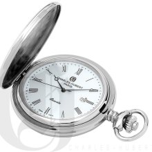 Charles Hubert Premium White Dial Stainless Steel Pocket Watch 3544