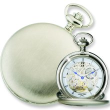 Charles Hubert Stainless Steel Double Cover Satin Pocket Watch