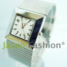 CHARMING Unisex Metal Square Mesh White Dress Watch NEW CM011097 White