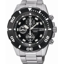 Chronograph Stainless Steel Case and Bracelet Black Tone Dial