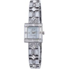 Chronotech Woman's White Mother Of Pearl Dial Stainless Steel And Crystal Watch