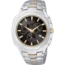 Citizen At0884-59e Men's Eco Drive Chronograph Two Tone Stainless Steel Watch