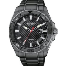 Citizen Aw1095-54e Men's Watch Black Stainless Case Carbon Fiber Dial Eco-drive