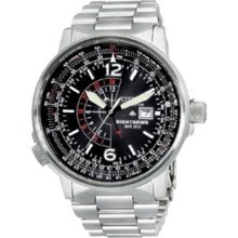 Citizen BJ7000-52E Watch Eco-Drive Nighthawk Mens - Black Dial Stainless Steel Case Quartz Movement