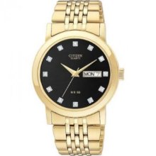 Citizen Bk4054-53e Men's Quartz Swarovski Crystal Black Dial Two-tone Watch 50m