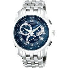 Citizen BL8000-54L Watch Calibre 8700 Perpetual Calendar Mens - Blue Dial Stainless Steel Case Quartz Movement