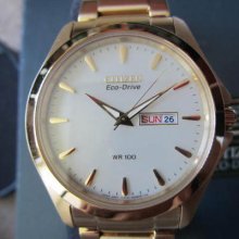 Citizen Eco-drive Japan Men's Watch Quartz All Stainless S Gold Original Edition