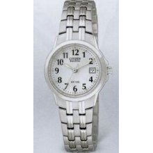 Citizen Eco Drive Ladies` Stainless Steel Bracelet Watch (26 Mm Case)