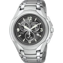 Citizen Eco-drive Titanium Chronograph Black Dial Wr 100m Men's Watch At0940-50e