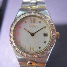 Citizen Eco-drive Women's Watch Diamond All Stainless S Two Tone Original Japan