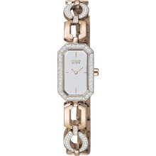 Citizen Ladies Silhouette Eco-Drive Rose Gold Tone Stainless Steel Case and Bracelet Silver Dial EG2763-58A