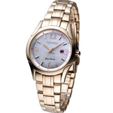 Citizen Lady Eco-drive Sapphire Pearl Dial Watch Gold Ew1782-55a Made In Japan